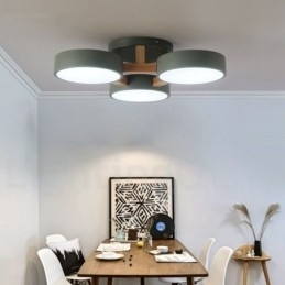 Houten kroonluchter moderne eigentijdse Scandinavische stijl plafondlamp met acryl kap