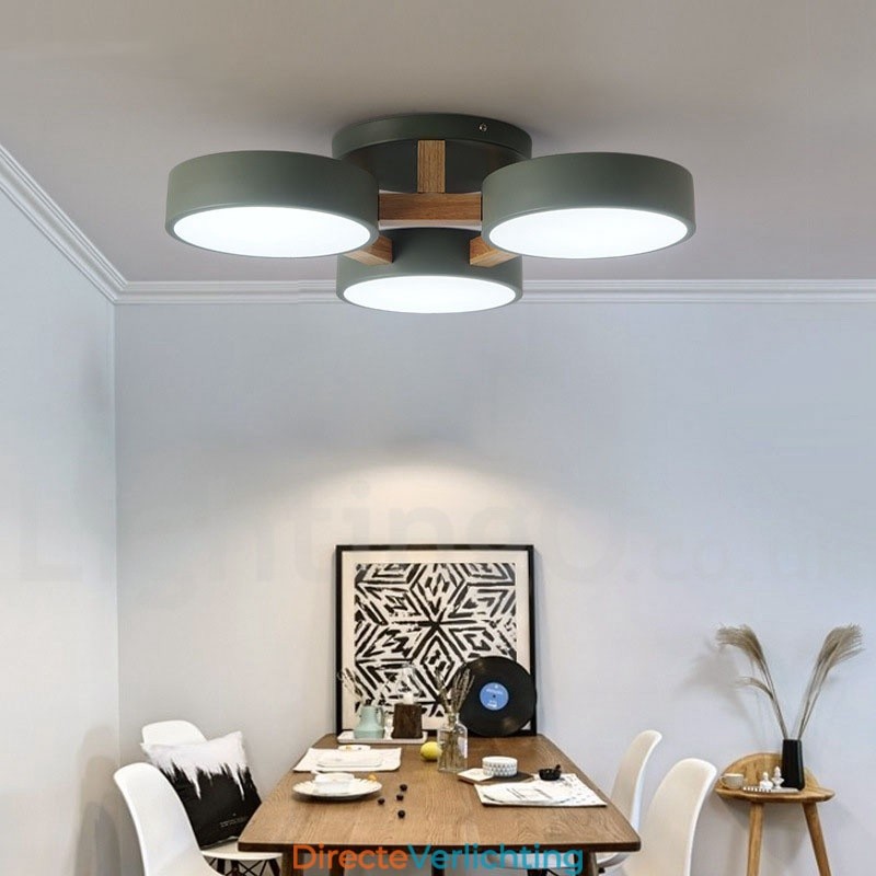 Houten kroonluchter moderne eigentijdse Scandinavische stijl plafondlamp met acryl kap