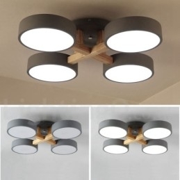 Houten kroonluchter moderne eigentijdse Scandinavische stijl plafondlamp met acryl kap