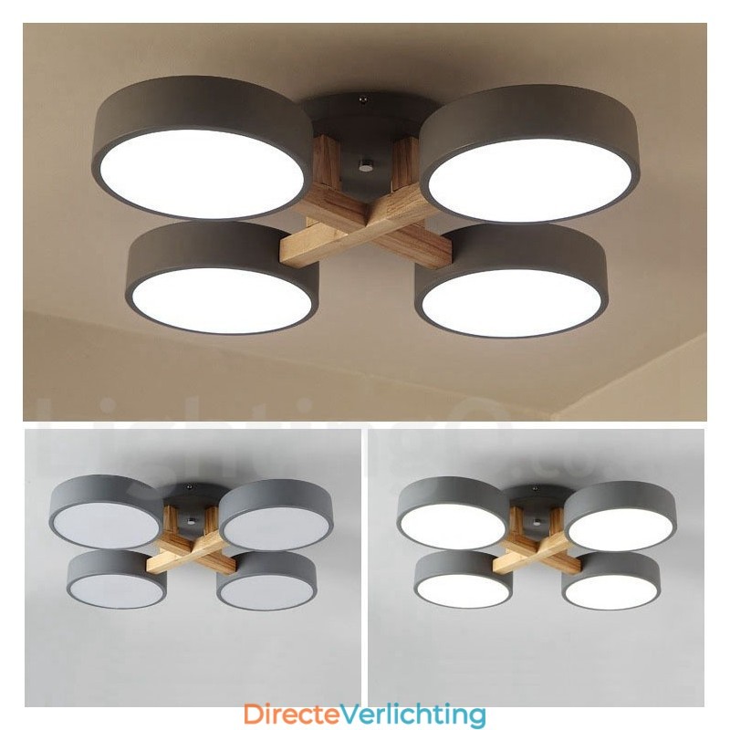 Houten kroonluchter moderne eigentijdse Scandinavische stijl plafondlamp met acryl kap