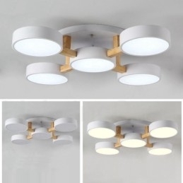 Houten kroonluchter moderne eigentijdse Scandinavische stijl plafondlamp met acryl kap