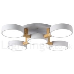 Houten kroonluchter moderne eigentijdse Scandinavische stijl plafondlamp met acryl kap