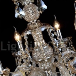 6 lampen retro cognac kleur K9 kristal moderne kroonluchter
