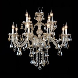 12 lampen retro cognac kleur K9 kristal moderne kroonluchter