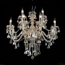 12 lampen retro cognac kleur K9 kristal moderne kroonluchter