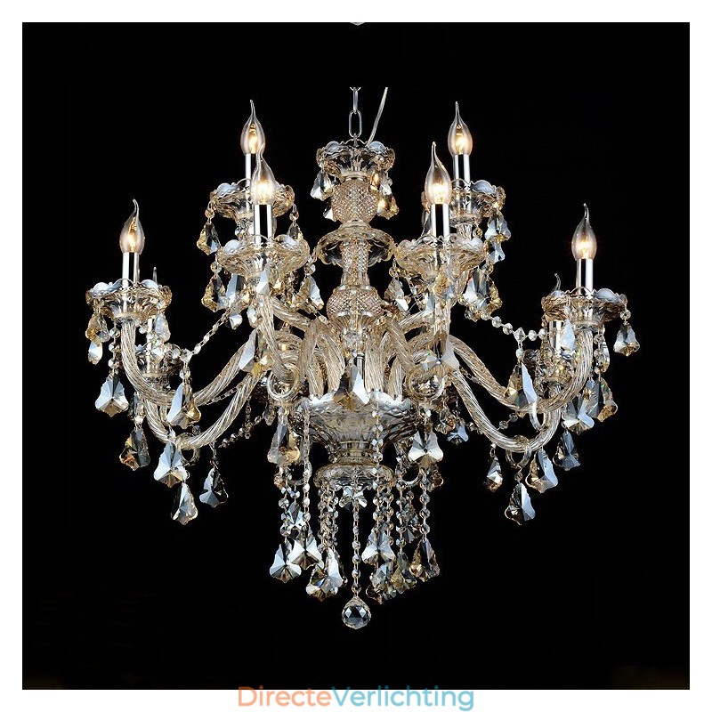 12 lampen retro cognac kleur K9 kristal moderne kroonluchter