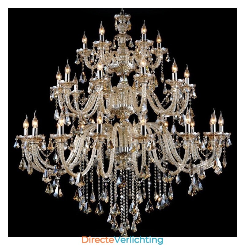 Extra grote 3-laags retro cognackleurige K9-kristal moderne luxe kroonluchter