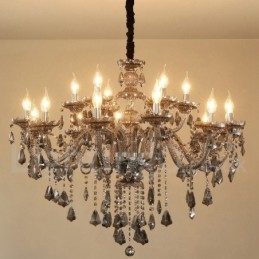 18 lampen retro grijze kleur K9 kristal kaars grote kroonluchter