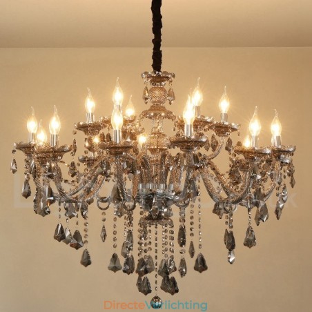 18 lampen retro grijze kleur K9 kristal kaars grote kroonluchter 18 lampen retro grijze kleur K9 kristal kaars grote kroonluchter