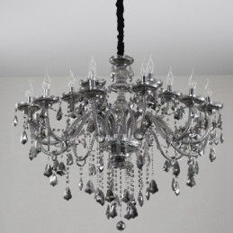 18 lampen retro grijze kleur K9 kristal kaars grote kroonluchter