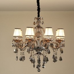 8 lampen retro grijze kleur K9 kristal kaars kroonluchter