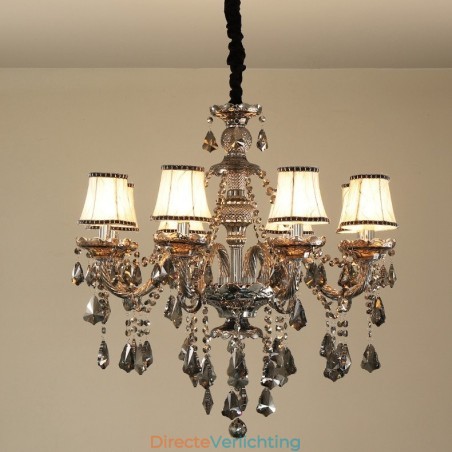 8 lampen retro grijze kleur K9 kristal kaars kroonluchter 8 lampen retro grijze kleur K9 kristal kaars kroonluchter