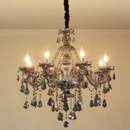 8 lampen retro grijze kleur K9 kristal kaars kroonluchter