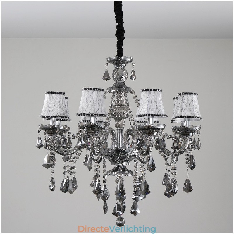 8 lampen retro grijze kleur K9 kristal kaars kroonluchter