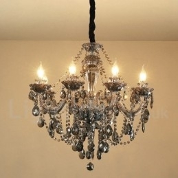 8 lampen retro grijze kleur K9 kristal kaars grote kroonluchter