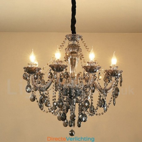 8 lampen retro grijze kleur K9 kristal kaars grote kroonluchter 8 lampen retro grijze kleur K9 kristal kaars grote kroonluchter