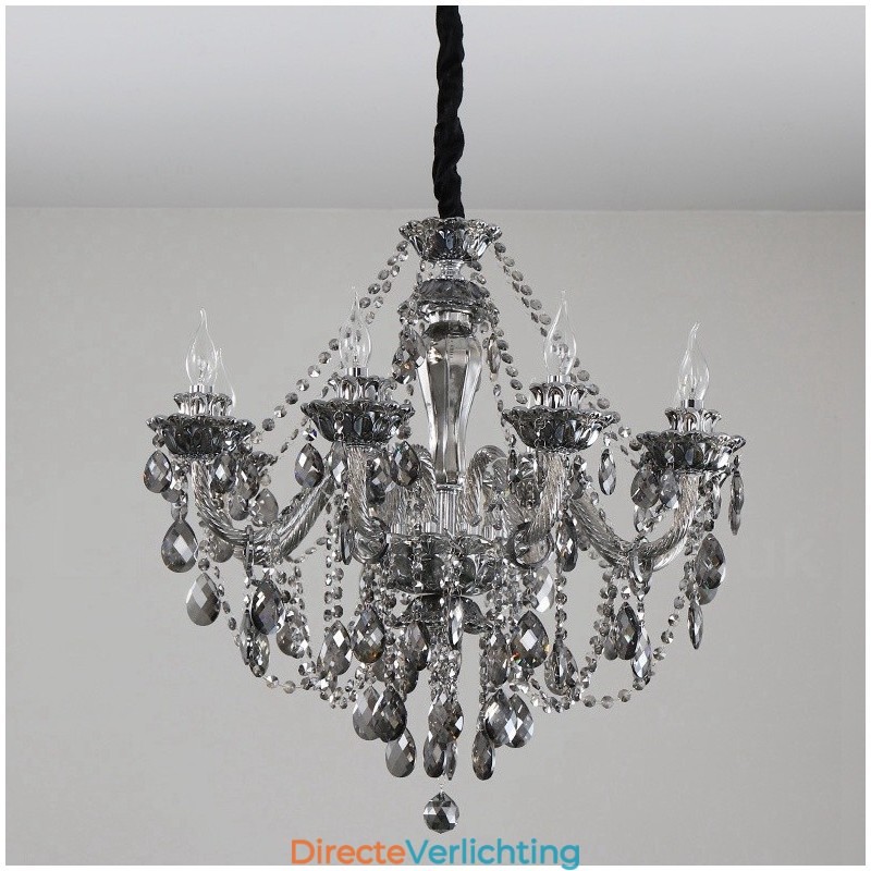 8 lampen retro grijze kleur K9 kristal kaars grote kroonluchter