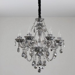 6 lampen Retro grijze kleur K9 kristal kaars grote kroonluchter