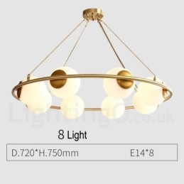 Rustieke Lodge Ronde Kroonluchter in Pure Brass Bean Stijl met Witte Kapjes