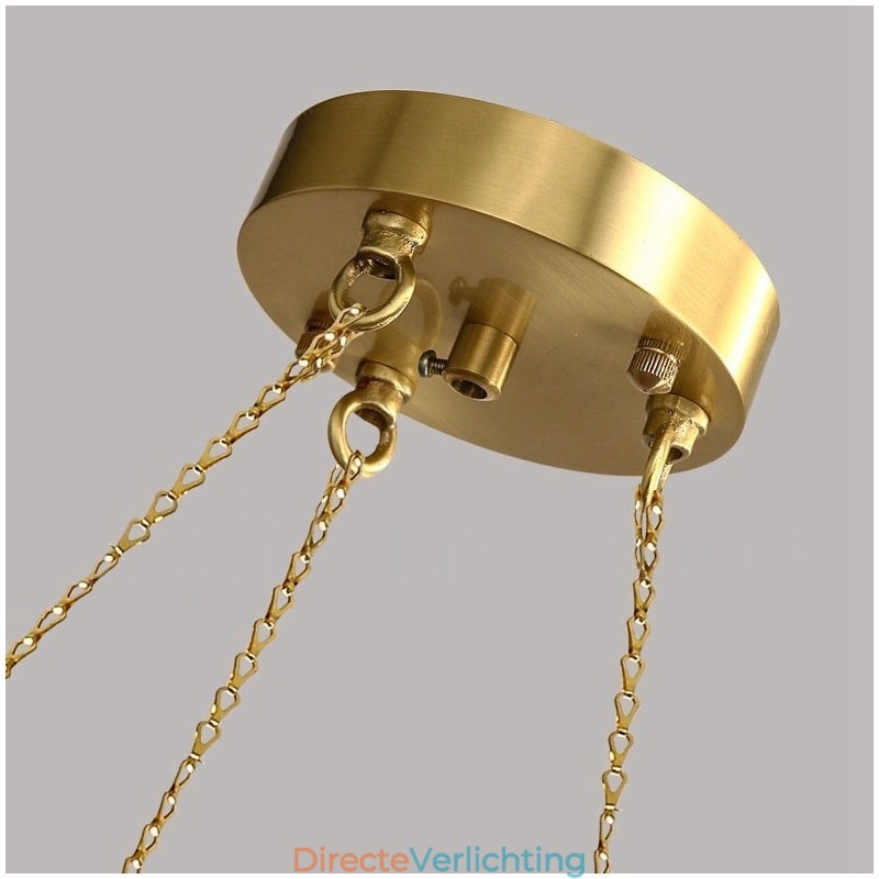 Rustieke Lodge Ronde Kroonluchter in Pure Brass Bean Stijl met Witte Kapjes