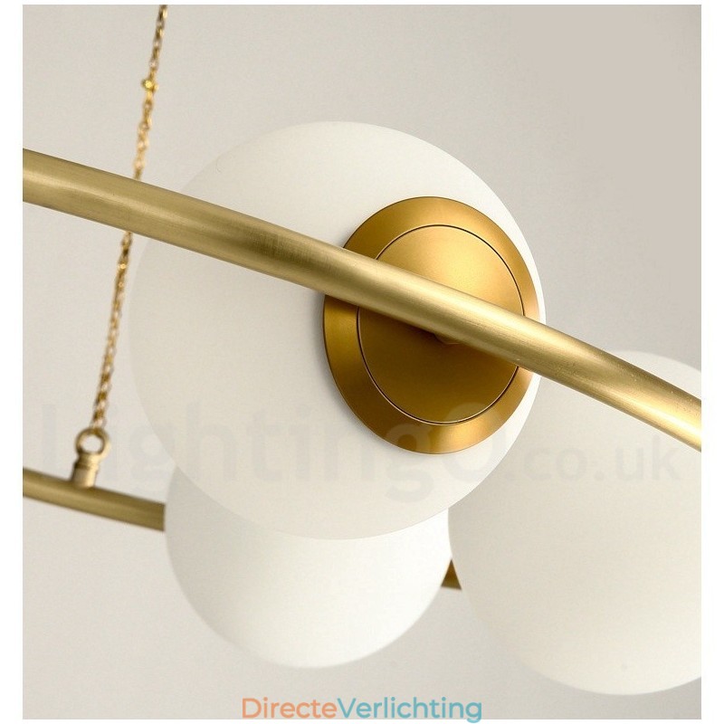 Rustieke Lodge Ronde Kroonluchter in Pure Brass Bean Stijl met Witte Kapjes