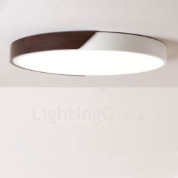 Retro Walnoot Kleur Hout Ultra Dunne Ronde Dimbare Plafondlampen met Acryl Kap Kan Ook Als Wandlamp Worden Gebruikt