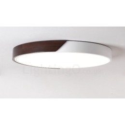 Retro Walnoot Kleur Hout Ultra Dunne Ronde Dimbare Plafondlampen met Acryl Kap Kan Ook Als Wandlamp Worden Gebruikt