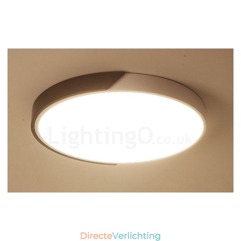 Retro Walnoot Kleur Hout Ultra Dunne Ronde Dimbare Plafondlampen met Acryl Kap Kan Ook Als Wandlamp Worden Gebruikt