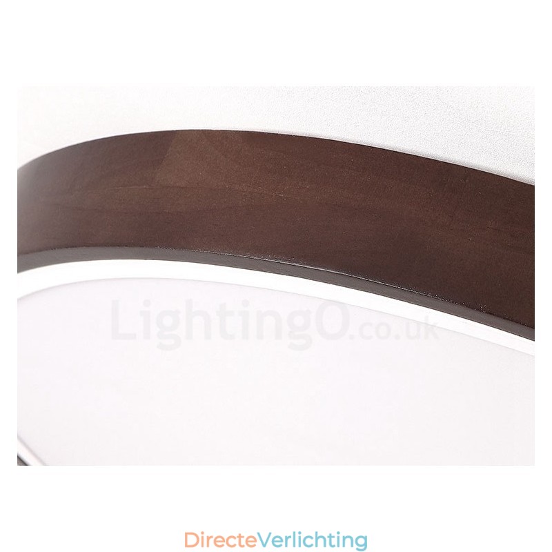 Retro Walnoot Kleur Hout Ultra Dunne Ronde Dimbare Plafondlampen met Acryl Kap Kan Ook Als Wandlamp Worden Gebruikt
