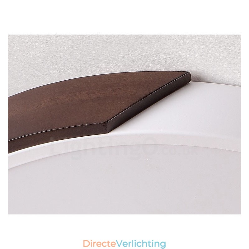 Retro Walnoot Kleur Hout Ultra Dunne Ronde Dimbare Plafondlampen met Acryl Kap Kan Ook Als Wandlamp Worden Gebruikt