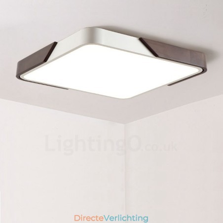 Retro Walnoot Kleur Hout Ultra Dunne Vierkante Dimbare Plafondlampen met Acryl Kap Kan Ook Als Wandlamp Worden Gebruikt Retro Walnoot Kleur Hout Ultra Dunne Vierkante Dimbare Plafondlampen met Acryl Kap Kan Ook Als Wandlamp Worden Gebruikt