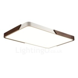 Retro Walnoot Kleur Hout Ultra Dunne Rechthoekige Dimbare Plafondlampen met Acryl Kap Kan Ook Als Wandlamp Worden Gebruikt