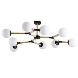 Houten Nordic Modern Magic Bean Wood Molecular Kroonluchter met Glazen Kapjes