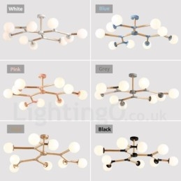 Houten Nordic Modern Magic Bean Wood Molecular Kroonluchter met Glazen Kapjes