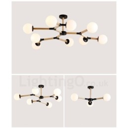 Houten Nordic Modern Magic Bean Wood Molecular Kroonluchter met Glazen Kapjes