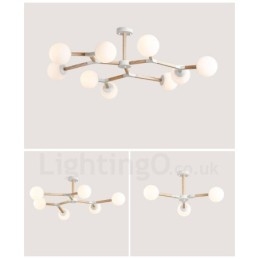 Houten Nordic Modern Magic Bean Wood Molecular Kroonluchter met Glazen Kapjes