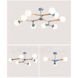 Houten Nordic Modern Magic Bean Wood Molecular Kroonluchter met Glazen Kapjes