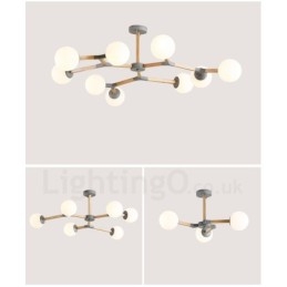 Houten Nordic Modern Magic Bean Wood Molecular Kroonluchter met Glazen Kapjes