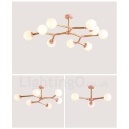 Houten Nordic Modern Magic Bean Wood Molecular Kroonluchter met Glazen Kapjes