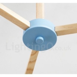 Houten Nordic Modern Magic Bean Wood Molecular Kroonluchter met Glazen Kapjes