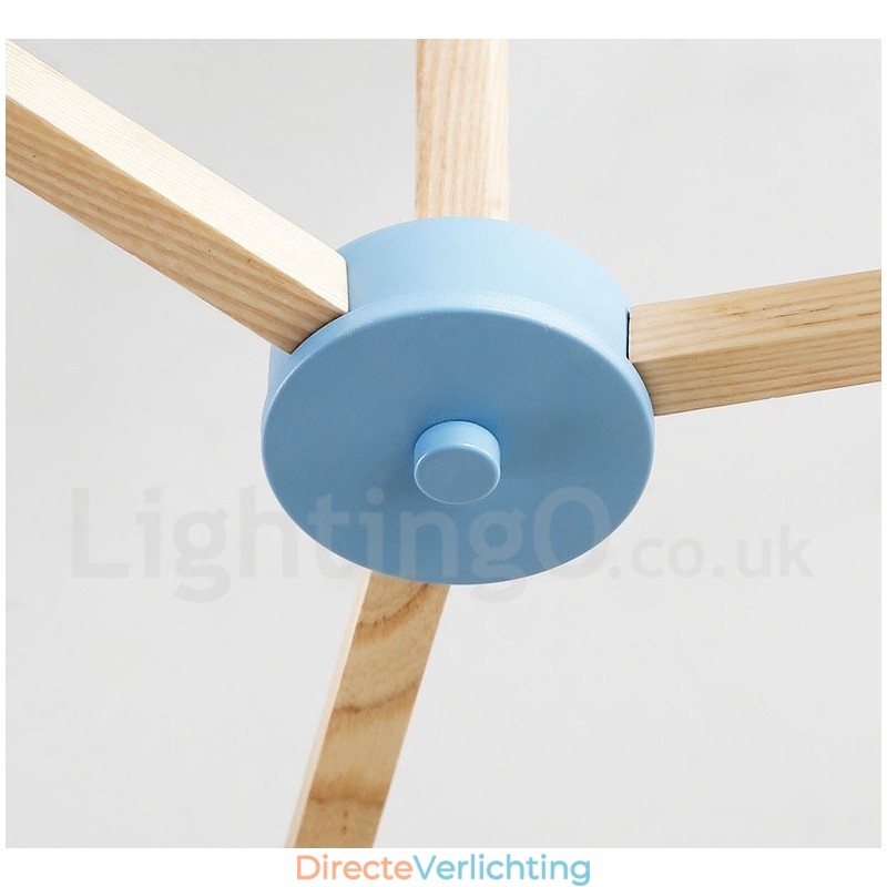 Houten Nordic Modern Magic Bean Wood Molecular Kroonluchter met Glazen Kapjes