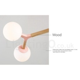 Houten Nordic Modern Magic Bean Wood Molecular Kroonluchter met Glazen Kapjes