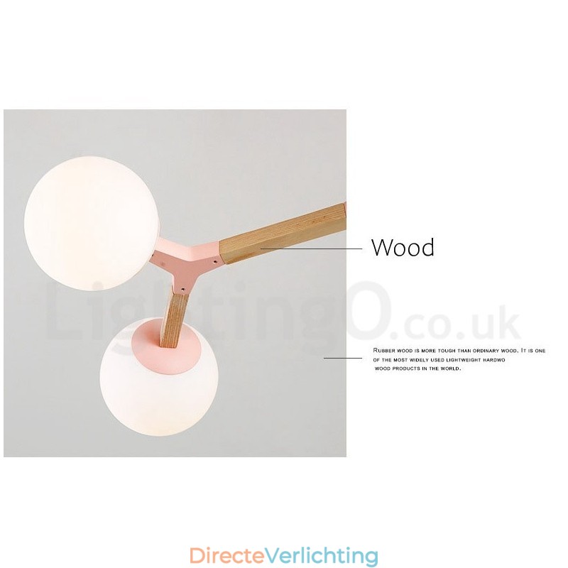 Houten Nordic Modern Magic Bean Wood Molecular Kroonluchter met Glazen Kapjes