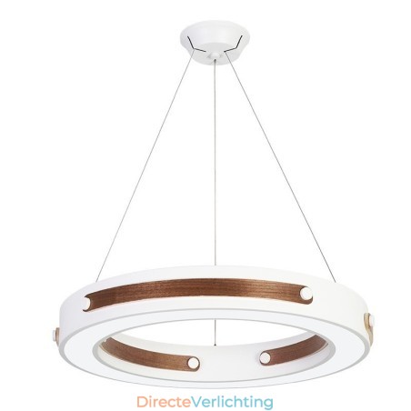 Multi Wood Colours Ring Moderne Hedendaagse Hanglamp met Acryl Kap Multi Wood Colours Ring Moderne Hedendaagse Hanglamp met Acryl Kap