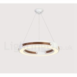 Multi Wood Colours Ring Moderne Hedendaagse Hanglamp met Acryl Kap
