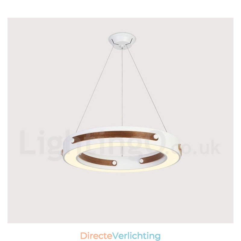 Multi Wood Colours Ring Moderne Hedendaagse Hanglamp met Acryl Kap