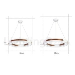 Multi Wood Colours Ring Moderne Hedendaagse Hanglamp met Acryl Kap