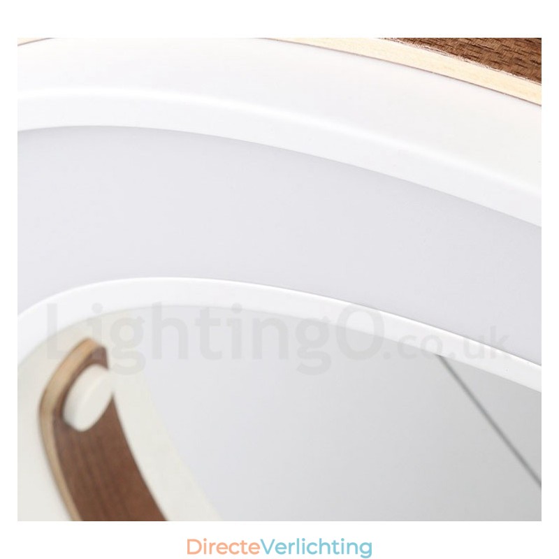 Multi Wood Colours Ring Moderne Hedendaagse Hanglamp met Acryl Kap