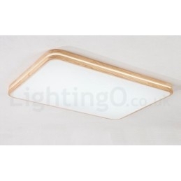 Dimbare rechthoekige houten plafondlamp met lens, moderne eigentijdse Scandinavische stijl, plafondlamp van hout met acryl kap en afstandsbediening. Kan ook als wandlamp worden gebruikt.