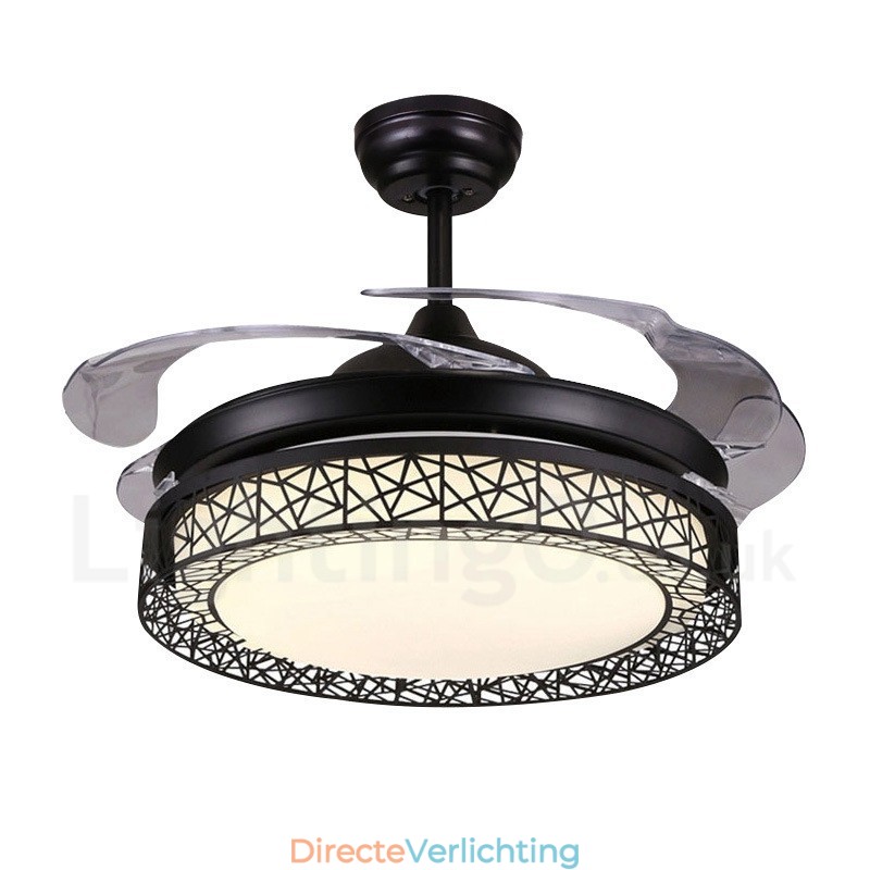 108CM (42") 91CM (36") Moderne, eigentijdse afstandsbediening Holle plafondventilatorlamp met acryl kap Dempen Zuiver koperen motor